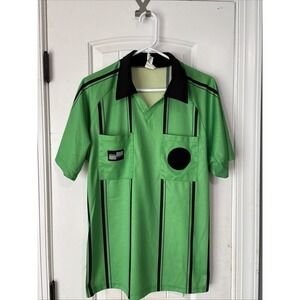 Official Sports International Green Striped Soccer Referee Polo Small Jersey